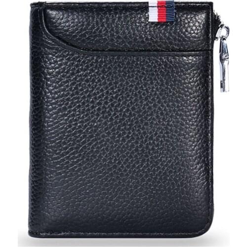 2021 New Mens Wallet Genuine Leather Men Zipper Wallet RFID Blocking Anti Theft Purse Male Business Card Holder Bag Wallet Man