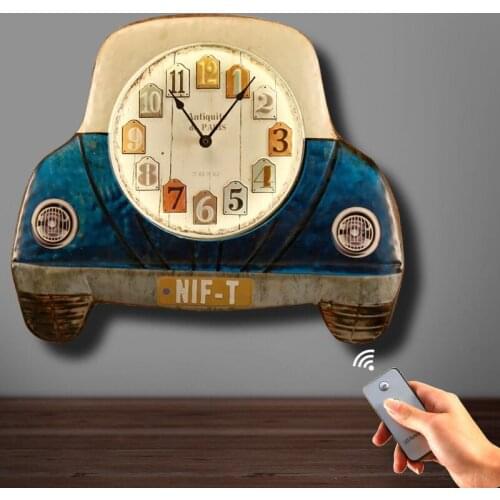 Creative Retro Wall Led Light Clock Living Room Bedroom Wall Decoration Mute Car Led Light Clocks Nostalgic Wall-mounted Clocks