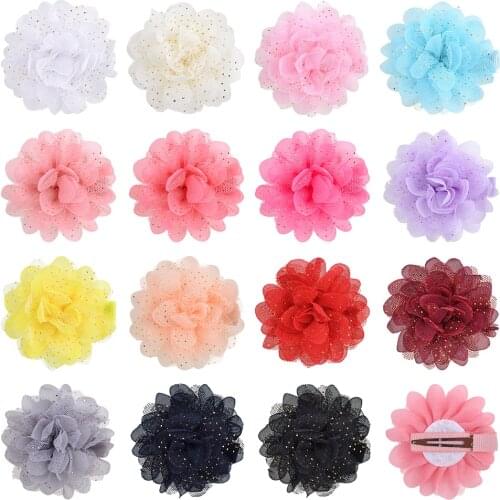 15 PCS/LOT Flowers Lace Glitter Hair Clips Cute Baby Liter for Girls Hairpins Princess Handmade New Headwear Hair Accessories