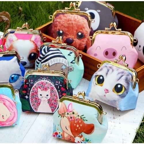 Lovely cartoon animal 10CM gold square purse frame DIY Kiss Lock Bag Material package coin purse Kits not finished product
