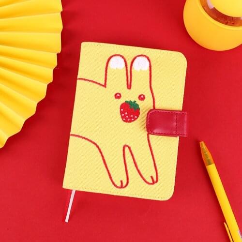 Cute Yellow Rabbit Theme A6 Soft Cloth+PU Leather Journal Cover For Standard A6 Fitted Paper Book Kawaii DIY Planner Supplies