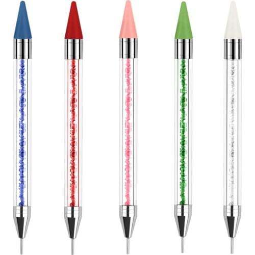 DIY Point Rhinestone Tools Dual Heads Acrylic Metal Dotting Wax Pen Rhinestones Gem Picker Crystal Picking Nail Art Studs Dotter
