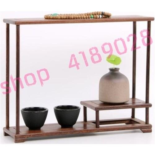 Natural chicken wing wood, square style (medium size), solid wood curio shelves, tea ceremony ornaments pendulum rack