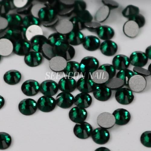 New 1440pcs/lot hot Dark Green color flatback non-hotfix glue-on loose glitter rhinestone for nail art decoration nail crystals
