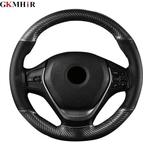 15 inch/38 cm Soft Fiber Leather Car Steering Wheel Cover Anti-slip Steering-Wheel Braid Stitch On Wrap With Needle Thread