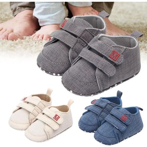 Autumn Winter Baby Unisex Cotton Flat Sole Anti-skid Magic Tape Toddler Shoes