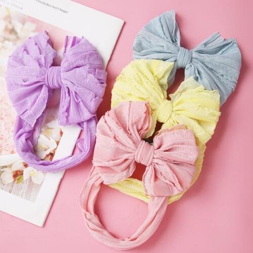 Nylon Baby Headband Big Bows Haarband Baby Girl Headbands Newborn Hair Accessories Elastic Baby Hair Band Turban