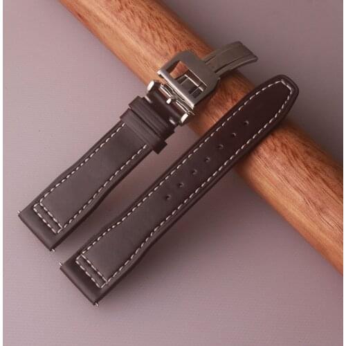 20mm 21mm 22mm Brown Men Watchband for Pilot Mark IW327004 IW377714 Watch Strap Calf Genuine leather Smooth Bracelets Waterproof