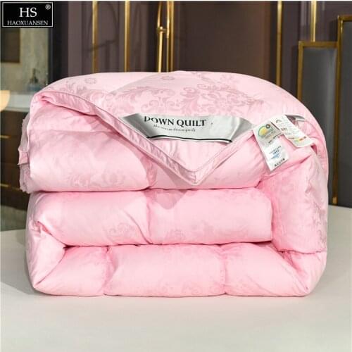 Princess Pink Jacquard Goose Down Quilt Comforter Filling Power 600 Combed Cotton Duvet Quilt Warm Winter OEKO-TEX Certified