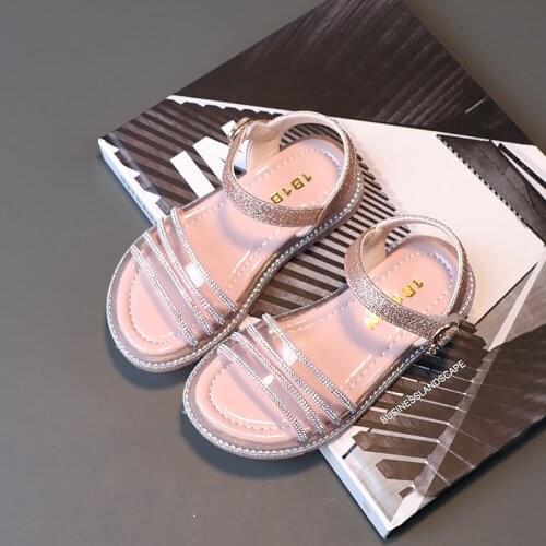 Childrens Sandals Female Princess 2021 Summer New Girls Sandals Net Red Soft Bottom Student Little Girl Sandals with Rhinestone