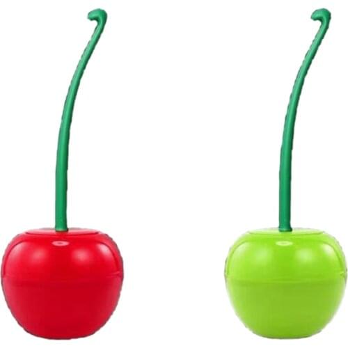 Toilet Brush Creative Cherry-Shaped Toilet Brush, Bathroom Cleaning Brush, Long-Handled Toilet Brush, Two Sets Red Green