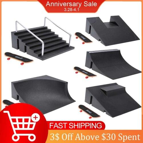 Finger Skating Board Training Games Toys with Ramp Parts Track Toys Skate Park Fingerboard Mini Skateboard Toys with Ramp Parts