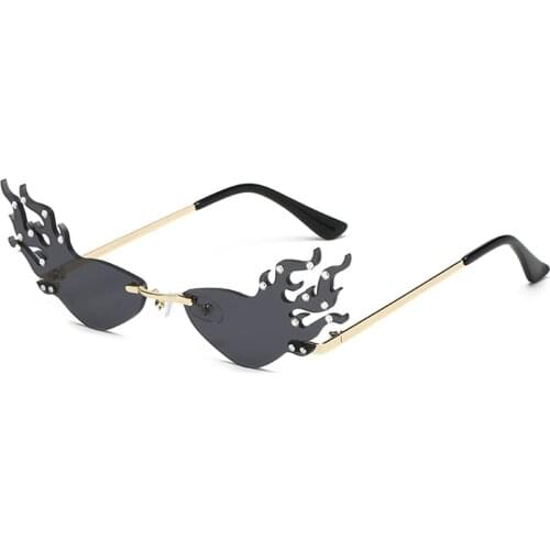 Funny Flame Frameless Sunglasses Women Edgy Fish Shape Trend Brand Design Sun Glasses Men Vintage Shades Oculos De Sol Feminino
