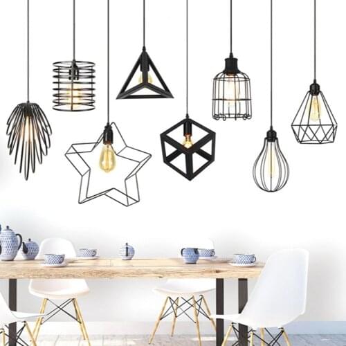 Modern industrial style American retro country simple personality wrought iron kitchen corridor bedside lamp chandelier