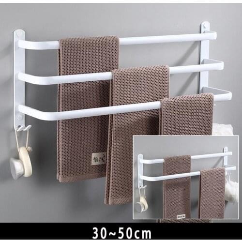 Towel Hanger Wall Mounted Towel Rack Bathroom Space Aluminum Fashion White Towel Bar Rail Matte Black Towel Holder