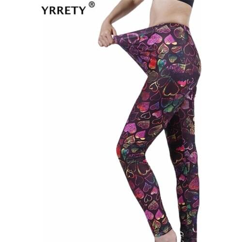 YRRETY Women High Waist Yoga Pants Colorful Thousand Love Leggings Push Up Running Jogging Sports Athletic Tight Hip Activewear