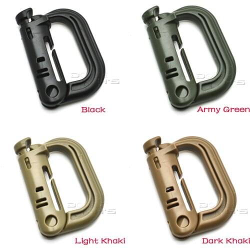 100pcs/lot Plastic Grimloc Army Locking D-Ring Multi-use Safety Buckle For Backpack Clasp Keychain Bag Outdoor Activity