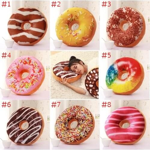 Cute Donuts Pillow Chocolate Donuts Plush Macaron Food Cushion Nice Bottom Cushion Nap Pillow Doughnut Coussin FP8