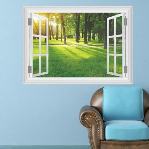 3D Kids Room Wall Sticker Afternoon Sunshine Forest Grassland Printing Wall Pictures Removable Wall Sticker Furniture Films