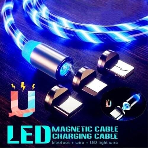 3in1 LED lighting USB Cable Micro USB Type C Magnetic Charging Cable for iPhone 12 11 X Huawei Samsung Multi usb Port USB C