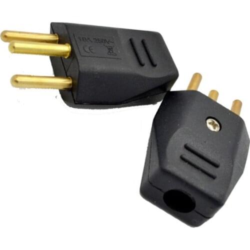 5PCS Black Universal Detachable Wiring Adaptor Plug EU Swiss Standard 3 Pins Industrial Machine Power Cord Male Socket 250V 10A