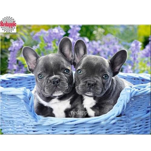 5D Diamond Painting Cross Stitch French bulldog puppies Full Square DIY Diamond Embroidery crystal Picture Of Rhinestones Mosaic