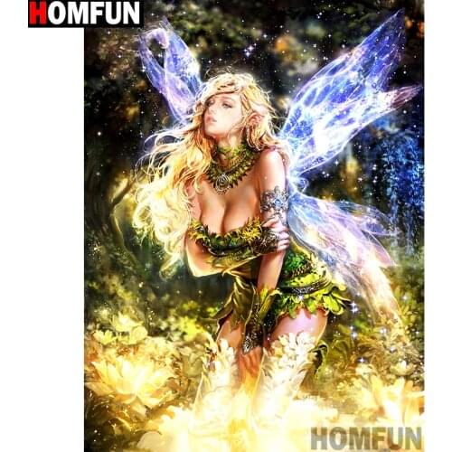 HOMFUN Full Square/Round Drill 5D DIY Diamond Painting "butterfly fairy" 3D Embroidery Cross Stitch 5D Home Decor A13196