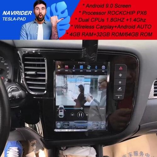 PX6 Car Screen Android 9.0 GPS Navigation Multimedia Player For Mitsubishi Outlander 2013-2018 Tesla Style Head Unit