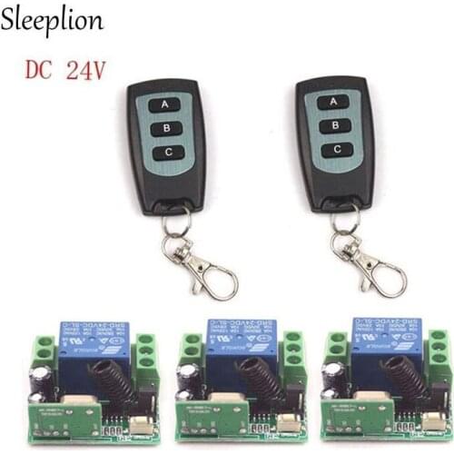 Sleeplion DC 24V 1CH Channel Wireless RF Remote 2 3-key Switch Transmitter+3 Receiver On/Off