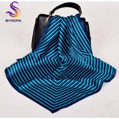[BYSIFA] Plaid Silk Scarf Lenco 2019 New Brand Men Women Head Scarf Spring Autumn Foulard Femme Neck Scarves Blue Black Pink Red