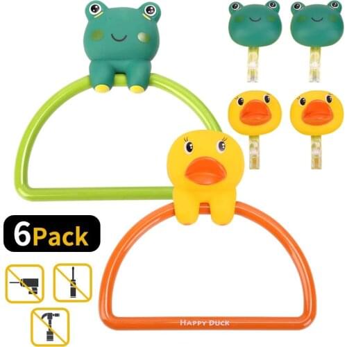 Kids' Bath Towel Hooks Suit Frog Duckling Animal Viscose Hook d to Childrens Room Kids Bathroom Hanging Hand Towels and Items