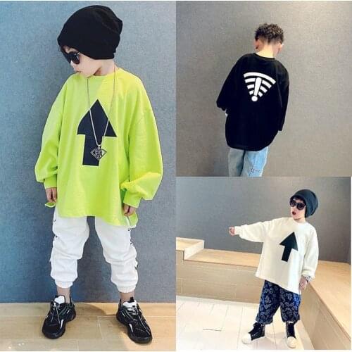 Children Tops 2021 Trendy Bottoming Shirt in the Big Boy Loose Wild Long-sleeved T-shirt Sweater Kids Clothes