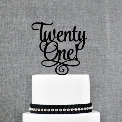 Twenty One Happy Birthday Cake Topper,Color Acrylic Cake Topper , 21st Anniversary Wedding Cake Topper Decorations Supplies