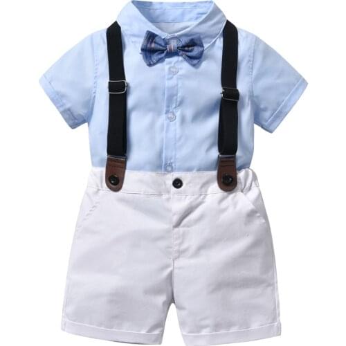 Gentleman Birthday Summer Kid Suits Blazers for Boy Costum 2021 Baby Shirt Overalls Formal Wedding Wear Cotton Children Clothing