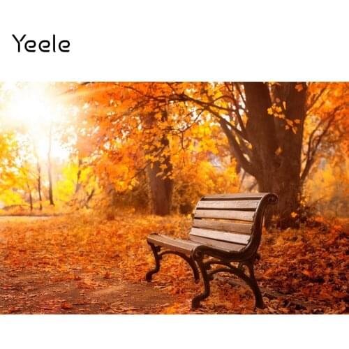 Yeele Autumn Scenery Tree Fallen Leaves Park Bench Photography Backdrops Photographic Decoration Backgrounds For Photo Studio