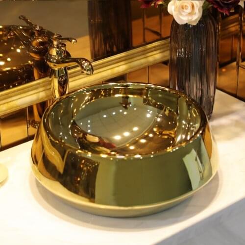 Jingdezhen Ceramic Bathroom Art Table Basin sink bowl gold and silver ceramic wash basin bathroom sink