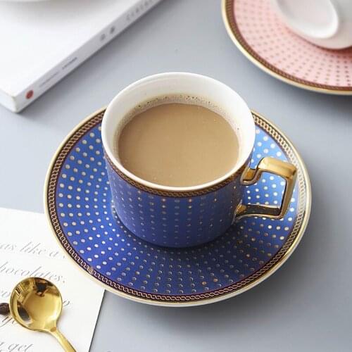 Nordic Style Bone China Coffee Cup Saucer Spoon Set 200ml British Cafe Porcelain Tea Cup Advanced Ceramic Sail Logo Teacup