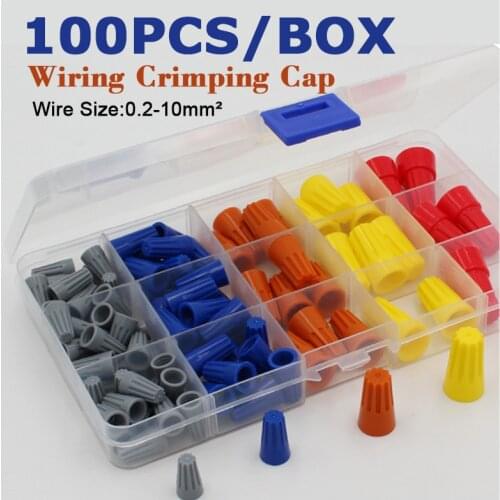 100PCS Screw Connector Caps Electrical Wire Connection Spring Insert Assortment Kit P1 P2 P3 P4 P6 Cable Twist Crimp Terminals