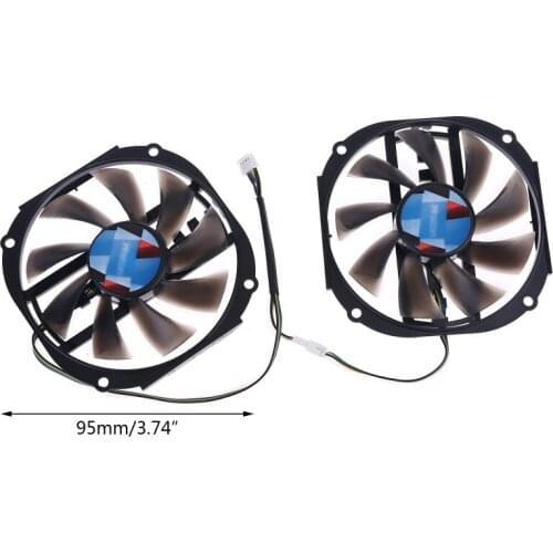 2pcs 95mm 4gb GPU Cooler Cooling Fan for Yeston RX480 570 580 Graphics Card Fan