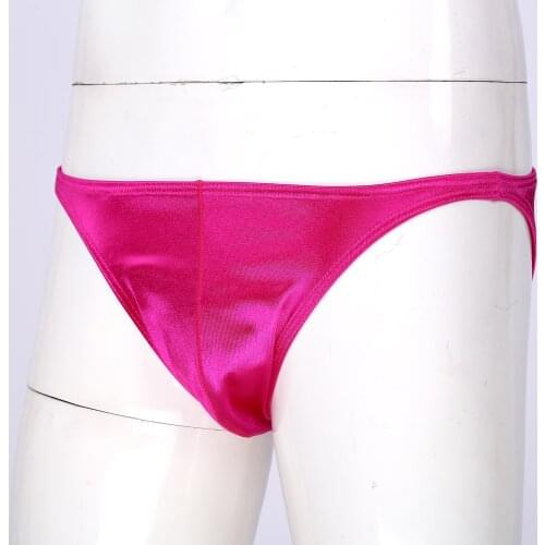 Plus Size Glossy Low Waist Elastic Waistband Briefs Underwear Birthday Gift Solid Exotic Bulge Pouch Seamless Underpants for Men