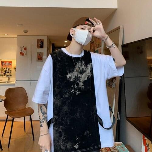 Mens T-shirts Tie-dye Print O-neck Mens Fashion Tshirt Casual Oversized T shirt Male Summer All-match Tee Shirt Streetwear