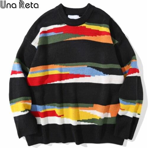 Una Reta Harajuku Sweater Men New Hip Hop Color stitching Sweater Streetwear Men Casual Pullover Tops Winter Couples Sweater