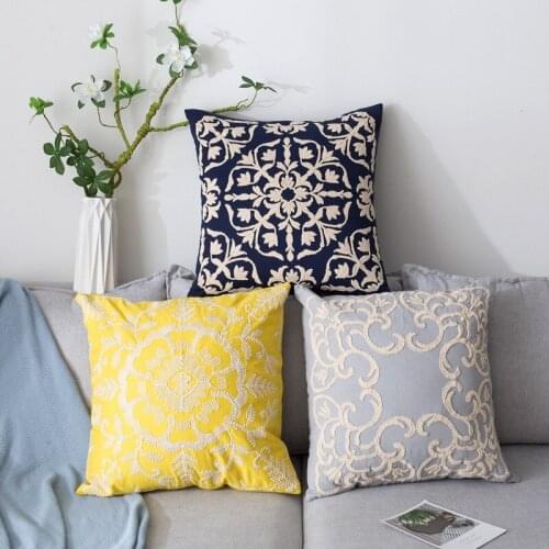 Geometric Embroidered Cushion Cover 50X50cm Pillow Case Embroidery Pillowcase Home Decoration Throw Pillows Cover For Sofa