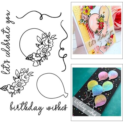 2021 New Happy Birthday Balloons Fower Clear Stamps and Metal Cutting Dies Sets For DIY Making Greeting Card Scrapbooking Album