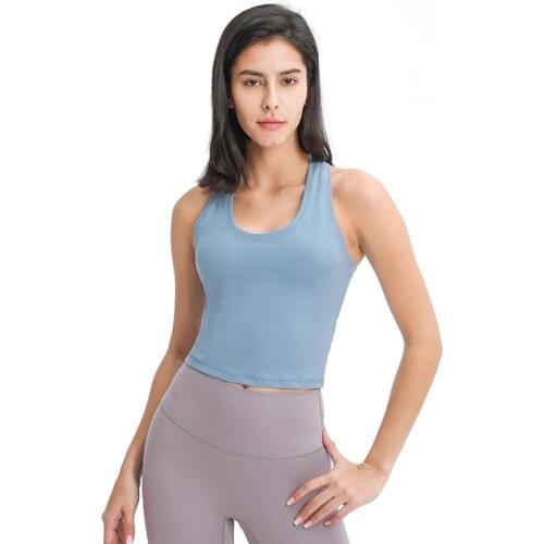 2021 New Racerback Yoga Tank Top Workout Sportswear For Women Gym Sleeveless Crop Top Anti-sweat Fitness Shirt