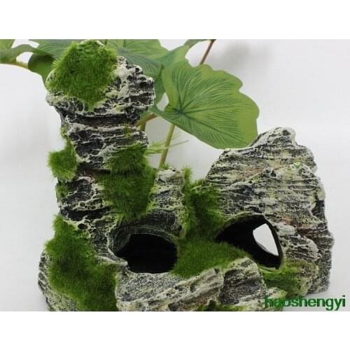 New fish tank aquarium landscape decoration, simulation resin plus velvet small rockery decoration