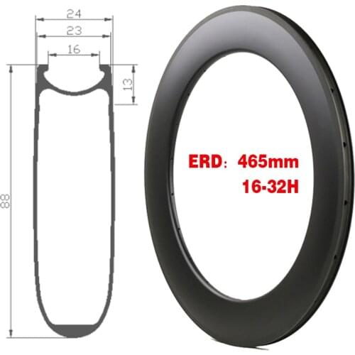 700C Road Carbon Rim Depth 88MM Width 23MM Tubular / Clincher / Vacuum Clincher 16-32 Holes Road Bike Bicycle Rim Wheel Road Rim