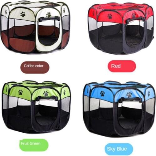 Portable Breathable Pets Fence Dog Kennel Folding Oxford Cloth Waterproof Durable Kennel Tent Eight-sided Cage Pet Delivery Room