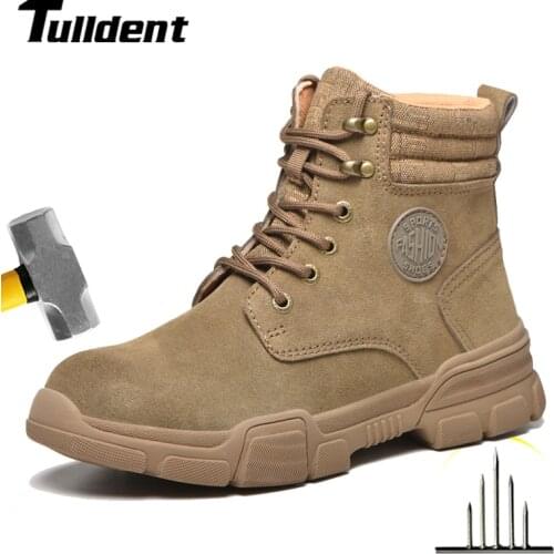 Work Safety Shoes Men Lightweight Breathable Soft Comfortable Steel Toe Work Shoes Anti-smashing Puncture Proof Elastic