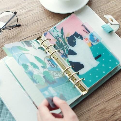 5pcs/set A5 A6 PVC Watercolor Plant Notebook Dividers for Spiral Notebook Organizer Accessories Inner Page School Supplies